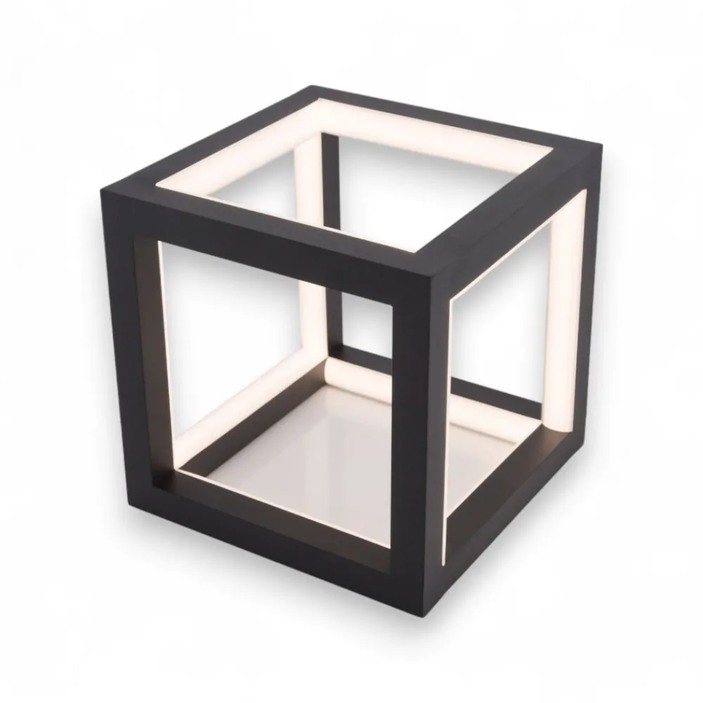 Abat Jour-Selezionato da Mazzolaluce Lampada da comodino moderna cubo nero led dimmerabile
