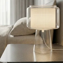 Abat Jour-Selezionato da Mazzolaluce Lampada da comodino moderna di vetro trasparente per camera da letto