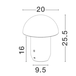 Abat Jour-Selezionato da Mazzolaluce Lampada da comodino moderna fungo led 2w 3000k bianca dimmerabile