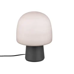 Abat Jour-Selezionato da Mazzolaluce Lampada da comodino moderna fungo vetro bianco base nera