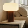 Abat Jour-Selezionato da Mazzolaluce Lampada da comodino moderna fungo in legno sfera in vetro