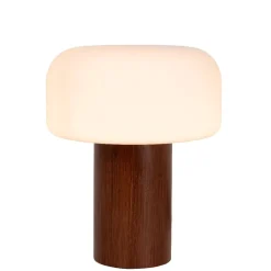Abat Jour-Selezionato da Mazzolaluce Lampada da comodino moderna fungo in legno sfera in vetro