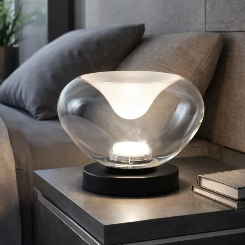 Abat Jour-Fabas Luce Lampada da comodino moderna in vetro trasparente brana