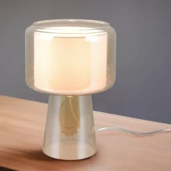 Abat Jour-Selezionato da Mazzolaluce Lampada da comodino moderna in vetro ambra per camera da letto