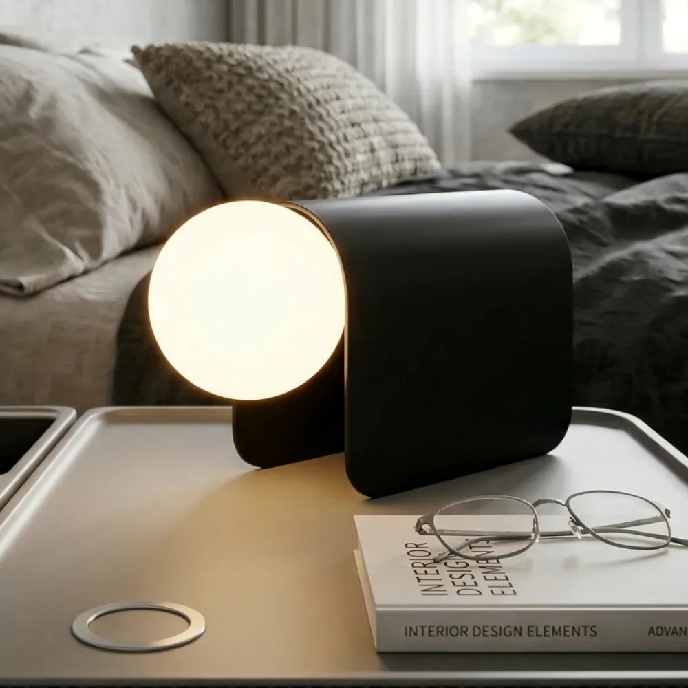 Abat Jour-Fabas Luce Lampada da comodino moderna nera birba