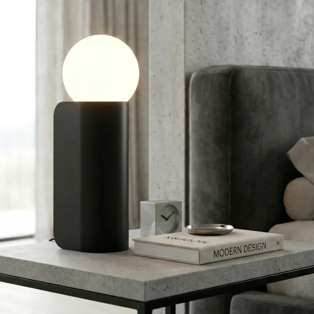 Abat Jour-Fabas Luce Lampada da comodino moderna nera birba