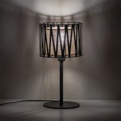 Abat Jour-Selezionato da Mazzolaluce Lampada da comodino nera abat-jour paralume in tessuto moderna