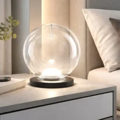 Abat Jour-Fabas Luce Lampada da comodino sfera di vetro trasparente ariel