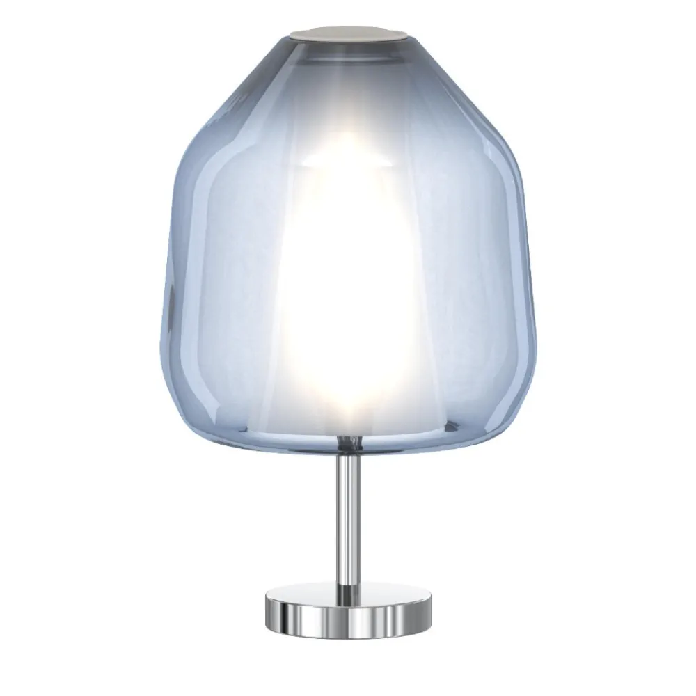 Abat Jour-Top Light Lampada da comodino vetro blu cromo moderna toplight