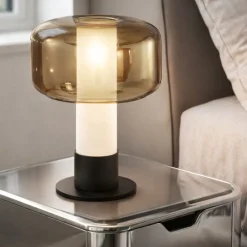 Abat Jour-Fabas Luce Lampada da comodino vetro oro per camera da letto moderna