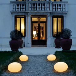 Lampade Da Esterno Giardino-Linea Light Lampada da giardino 38cm sfera bianca oh!smash fl65
