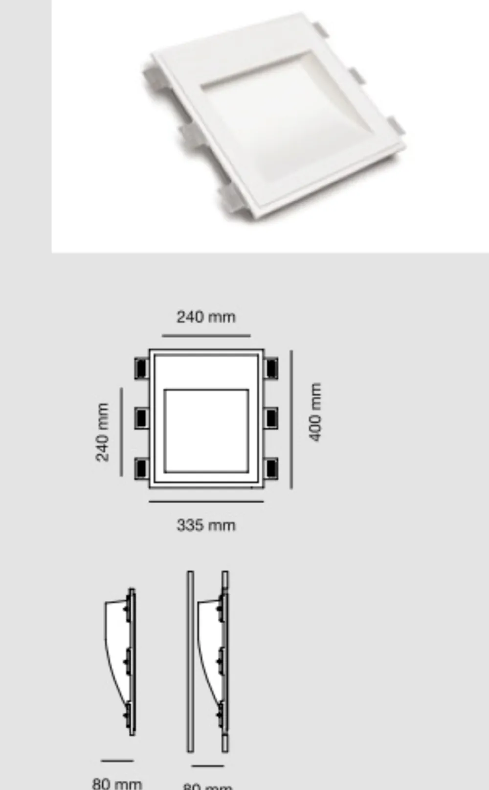 Applique Da Parete-Selezionato da Mazzolaluce Lampada da incasso a parete 16,5w 3000k in gesso led cristaly a filo muro