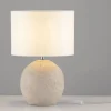 Lampade Da Tavolo-Selezionato da Mazzolaluce Lampada da madia ceramica beige paralume tessuto bianco