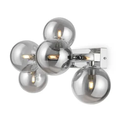 Applique Da Parete-Maytoni Lampada da parete dallas cromo sfere vetro fume design 5 luci