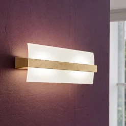 Applique Da Parete-Top Light Lampada da parete legno foglia oro toplight wood