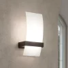 Applique Da Parete-Top Light Lampada da parete moderna di vetro struttura legno wenge