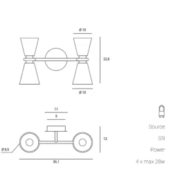 Applique Da Parete-Miloox Lampada da parete moderna per interno grigio graal