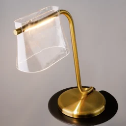 Lampade Da Tavolo-Maytoni Lampada da scrivania cabaret oro paralume vetro