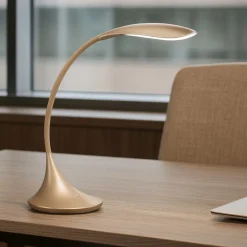 Lampade Da Tavolo-Gea Luce Lampada da scrivania led nunki oro satinato moderna