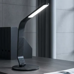 Lampade Da Tavolo-Perenz Illuminazione Lampada da scrivania orientabile nera led 8w dimmerabile porta usb perenz leg