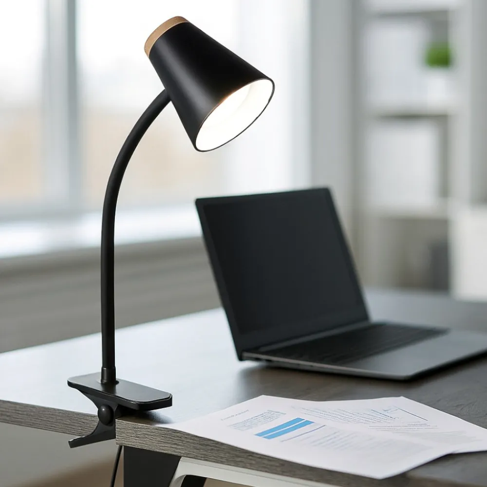 Lampade Da Tavolo-Selezionato da Mazzolaluce Lampada da scrivania per ufficio orientabile nera con pinza led 4.5w 3000k