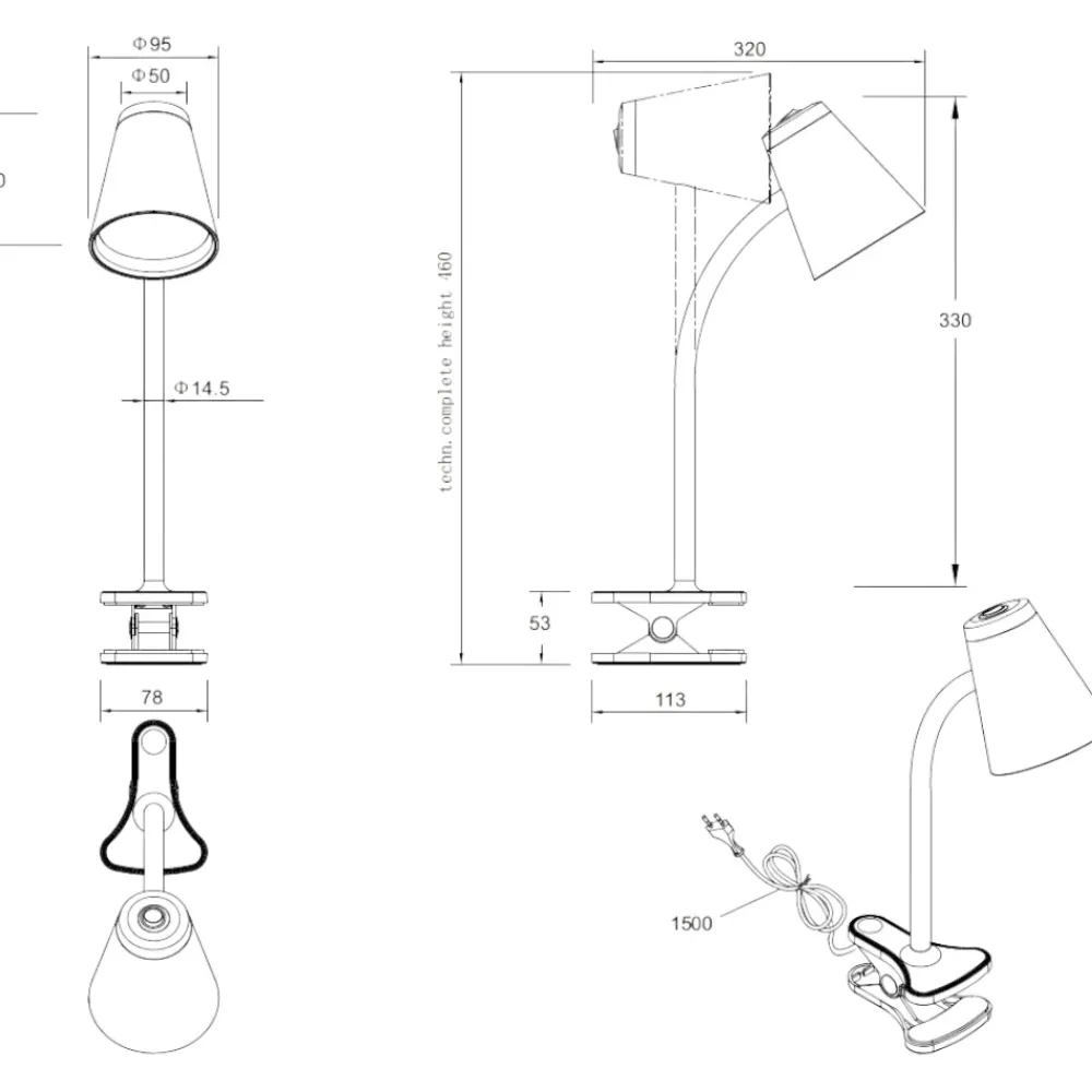 Lampade Da Tavolo-Selezionato da Mazzolaluce Lampada da scrivania per ufficio orientabile nera con pinza led 4.5w 3000k