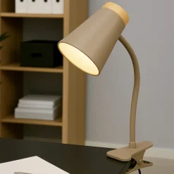 Lampade Da Tavolo-Selezionato da Mazzolaluce Lampada da scrivania per ufficio orientabile beige con pinza led 4.5w 3000k