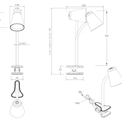 Lampade Da Tavolo-Selezionato da Mazzolaluce Lampada da scrivania per ufficio orientabile beige con pinza led 4.5w 3000k