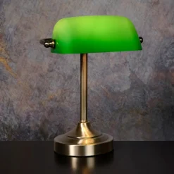 Lampade Da Tavolo-Selezionato da Mazzolaluce Lampada da scrivania vetro verde colore bronzo churchill