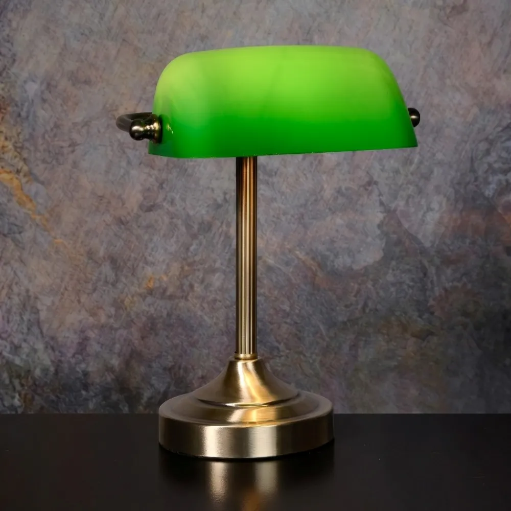 Lampade Da Tavolo-Selezionato da Mazzolaluce Lampada da scrivania vetro verde colore bronzo churchill