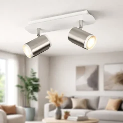 Plafoniere Moderne-Selezionato da Mazzolaluce Lampada da soffitto con faretti orientabili bianco nickel