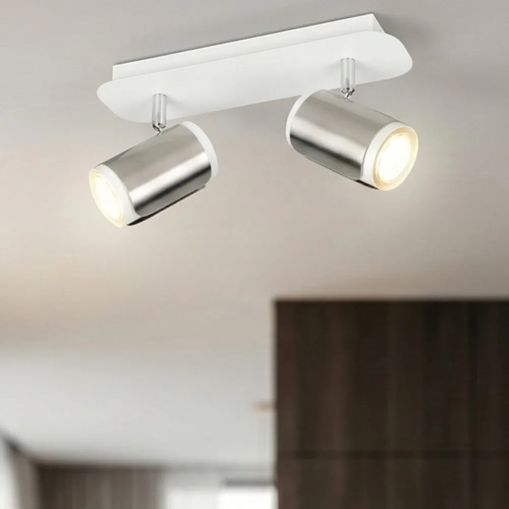 Plafoniere Moderne-Selezionato da Mazzolaluce Lampada da soffitto con faretti orientabili bianco nickel