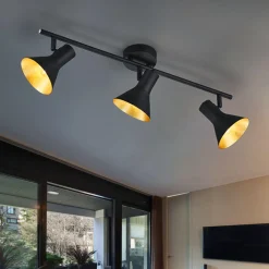 Plafoniere Moderne-Selezionato da Mazzolaluce Lampada da soffitto con faretti nero oro orientabili