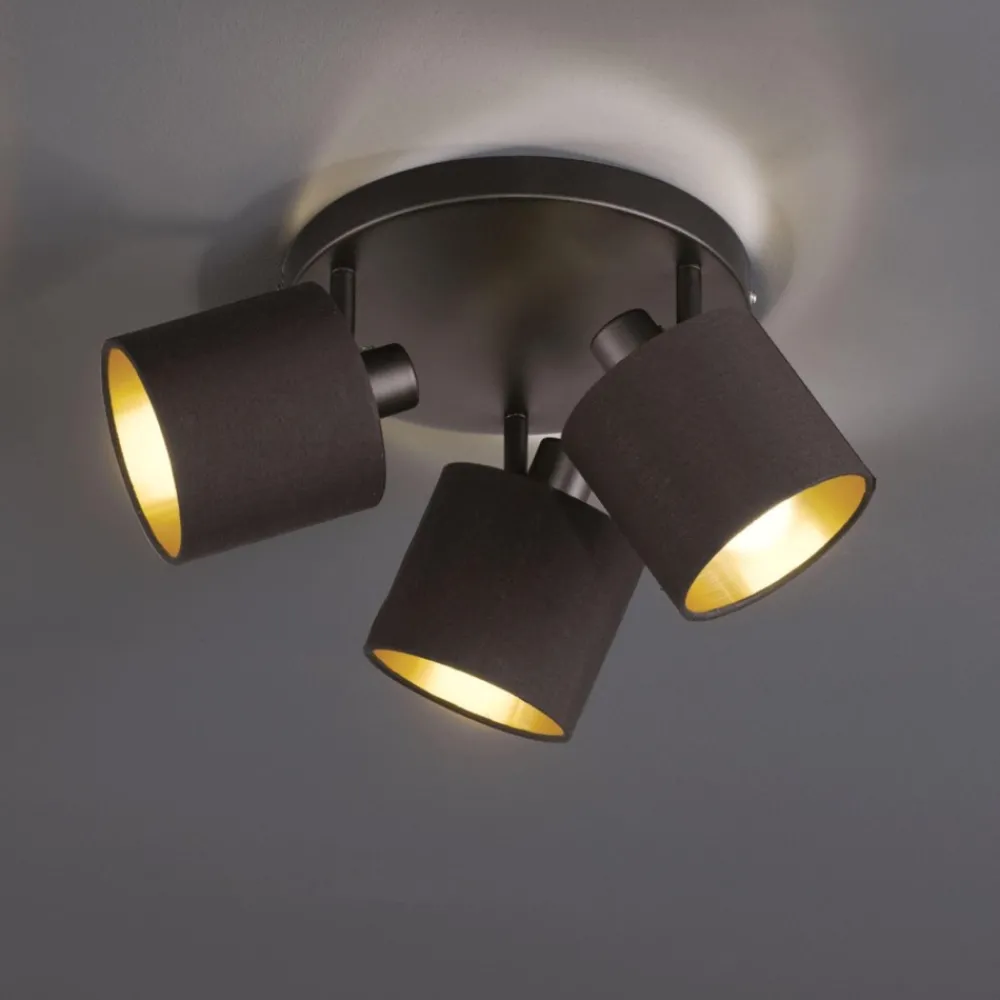 Plafoniere Moderne-Selezionato da Mazzolaluce Lampada da soffitto con luci led orientabili nero oro