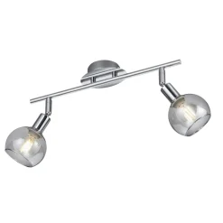 Plafoniere Moderne-Selezionato da Mazzolaluce Lampada da soffitto 2 luci cromo sfere vetro fume orientabili