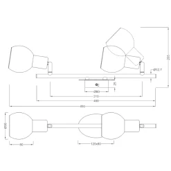 Plafoniere Moderne-Selezionato da Mazzolaluce Lampada da soffitto 2 luci cromo sfere vetro fume orientabili