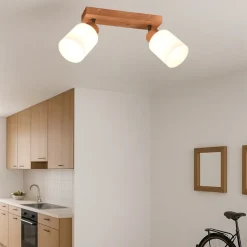 Plafoniere Moderne-Selezionato da Mazzolaluce Lampada da soffitto 2 luci orientabili vetro legno
