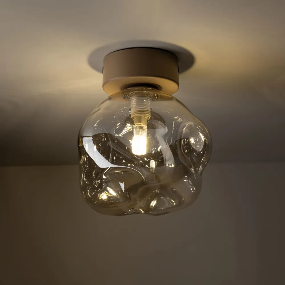 Plafoniere Moderne-Selezionato da Mazzolaluce Lampada da soffitto tortora plafoniera sfera vetro design cognac