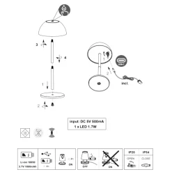Lampade Da Tavolino Esterno-Selezionato da Mazzolaluce Lampada da tavolino bianca senza fili ricaricabile moderna per esterno