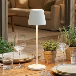 Lampade Da Tavolino Esterno-Perenz Illuminazione Lampada da tavolino h28 cm minidiva bianco portatile per ristoranti