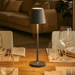 Lampade Da Tavolino Esterno-Perenz Illuminazione Lampada da tavolino h 28 cm minidiva grigio scuro