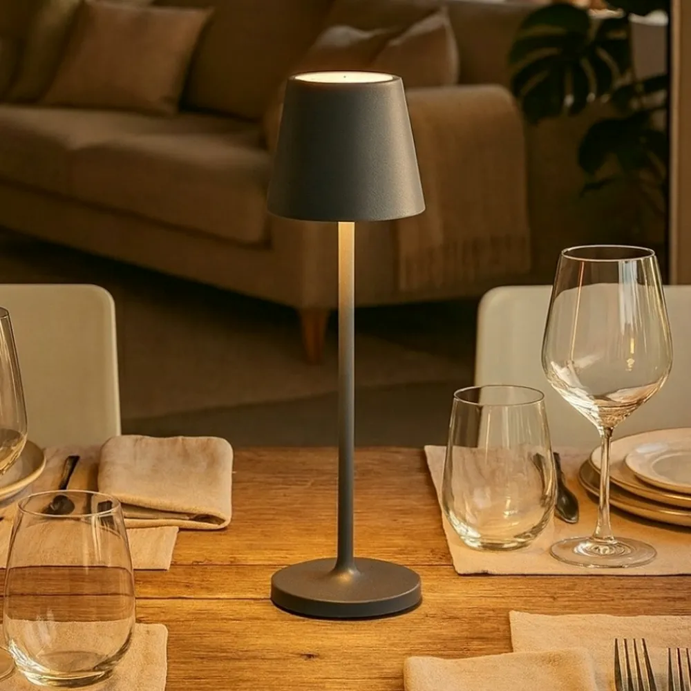 Lampade Da Tavolino Esterno-Perenz Illuminazione Lampada da tavolino h 28 cm minidiva grigio scuro