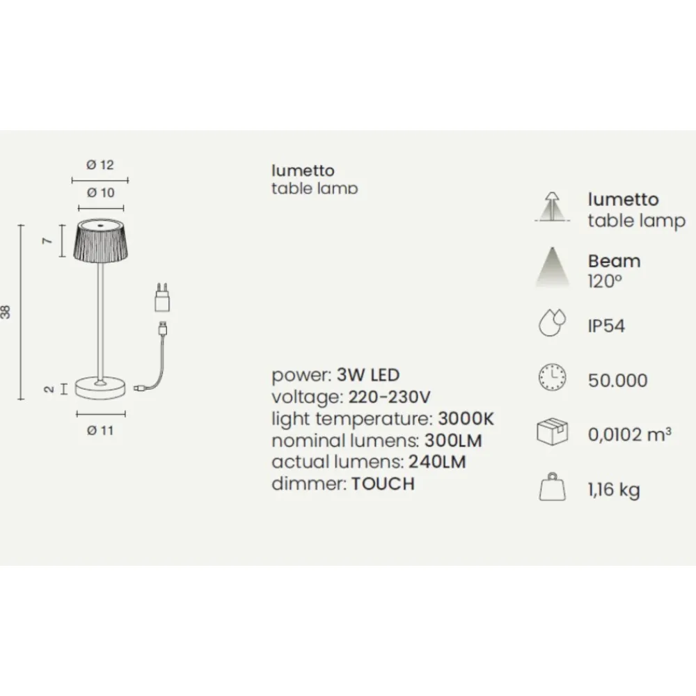 Lampade Da Tavolino Esterno-Ondaluce Lampada da tavolino per esterno oro led 3w 3000k lt macao