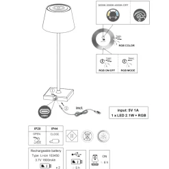 Lampade Da Tavolino Esterno-Selezionato da Mazzolaluce Lampada da tavolino senza fili led cct rgb dimmerabile bianca