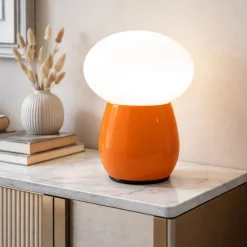 Lampade Da Tavolo-Fabas Luce Lampada da tavolo arancione in vetro design moderna fabas freddy
