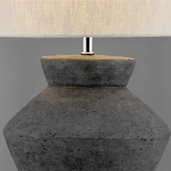 Lampade Da Tavolo-Selezionato da Mazzolaluce Lampada da tavolo ceramica antracite design paralume sabbia