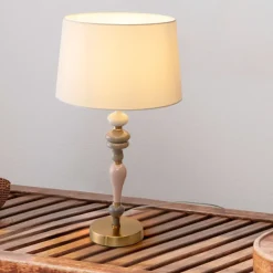Lampade Da Tavolo-Selezionato da Mazzolaluce Lampada da tavolo ceramica paralume stoffa stile contemporaneo