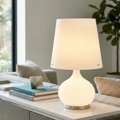 Lampade Da Tavolo-Fabas Luce Lampada da tavolo cono vetro bianco moderna ade