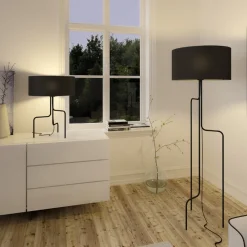 Lampade Da Tavolo-Selezionato da Mazzolaluce Lampada da tavolo design moderna metallo paralume tessuto nero