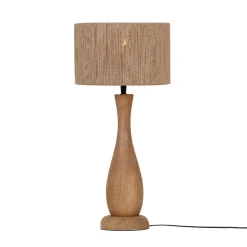 Lampade Da Tavolo-Selezionato da Mazzolaluce Lampada da tavolo di legno con paralume in juta